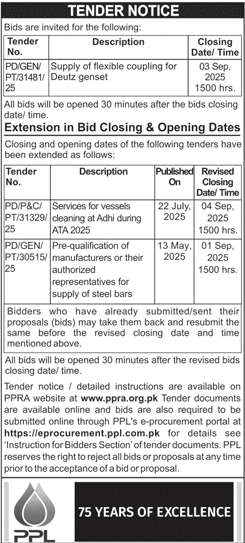 PPL Tender Notice